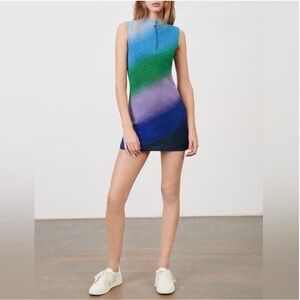 MAJE Raina Lurex Knit Sleeveless Mini Dress Multicolored Size 38 US Medium